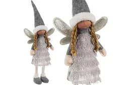 Karácsonyi ezüst tündér szárnyakkal – 40 cm