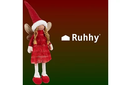 Karácsonyi piros tündér szárnyakkal – 40 cm