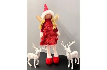Karácsonyi piros tündér szárnyakkal – 40 cm