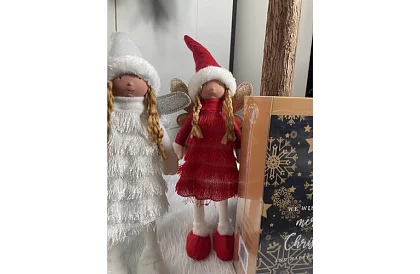 Karácsonyi piros tündér szárnyakkal – 40 cm