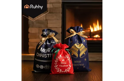 Dekoratív ajándék karácsonyi tasakok – 8 db