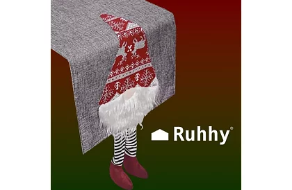 Hosszú karácsonyi futó manóval 215 x 34 cm