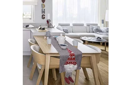 Hosszú karácsonyi futó manóval 215 x 34 cm