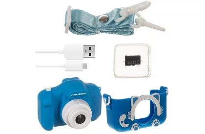 Digitális fényképezőgép gyerekeknek Full HD 32GB kártyával – kék