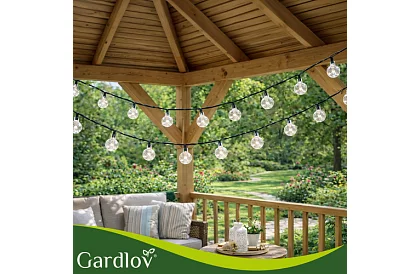 Dekoratív kültéri napenergiás lánc Balls – 10 méter, meleg fehér