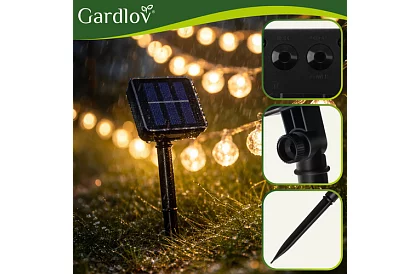 Dekoratív kültéri napenergiás lánc Balls – 7 méter, meleg fehér