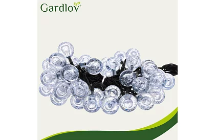 Dekoratív kültéri napenergiás lánc Balls – 7 méter, meleg fehér