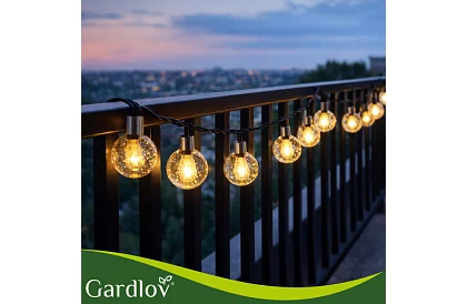 Dekoratív kültéri napenergiás lánc Balls – 7 méter, meleg fehér