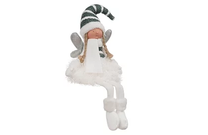 Karácsonyi ülő fehér tündér szárnyakkal – 32 cm