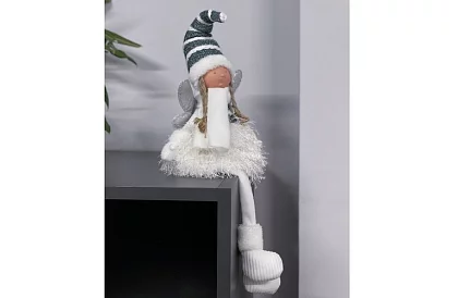 Karácsonyi ülő fehér tündér szárnyakkal – 32 cm