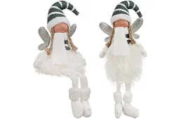 Karácsonyi ülő fehér tündér szárnyakkal – 32 cm