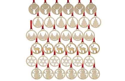 Fából készült karácsonyi díszek 36 darab
