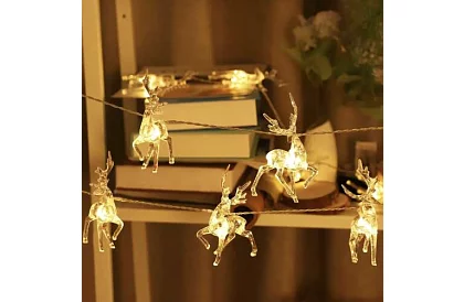 Karácsonyi LED fényfüzér elemmel 145 cm - Szarvas fénygirland