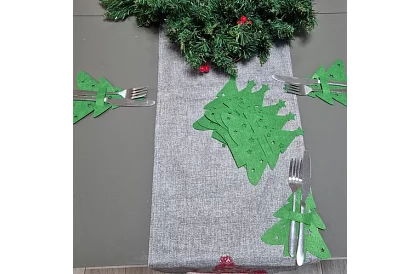 Karácsonyi evőeszköztartó 12 db – fenyőfa