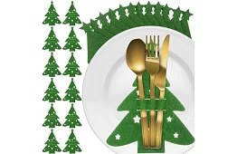 Karácsonyi evőeszköztartó 12 db – fenyőfa