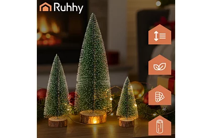 Mini karácsonyfák - 3 hóval bezárt karácsonyfák készlet