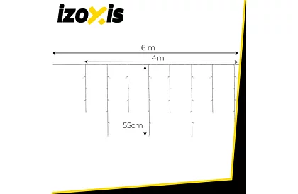 Karácsonyi LED függöny - eső 100 LED kültéri - 6m meleg fehér