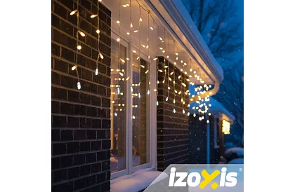 Karácsonyi LED függöny - eső 100 LED kültéri - 6m meleg fehér