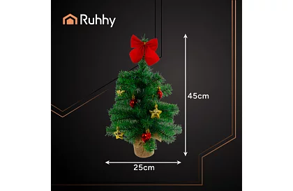 Kis műanyag karácsonyfa 45 cm – díszített