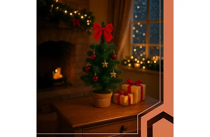 Kis műanyag karácsonyfa 45 cm – díszített