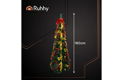 Összecsukható műanyag karácsonyfa 180 cm – díszített