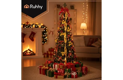 Összecsukható műanyag karácsonyfa 180 cm – díszített