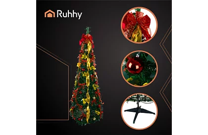 Összecsukható műanyag karácsonyfa 180 cm – díszített