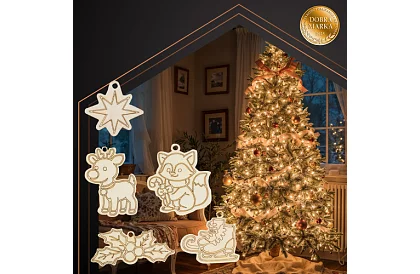 Fából készült karácsonyi díszek kiegészítéshez 24 db