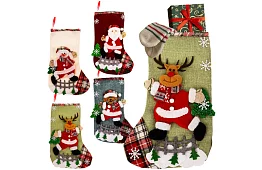 Karácsonyi díszes zoknik - 4 darab különböző mintával