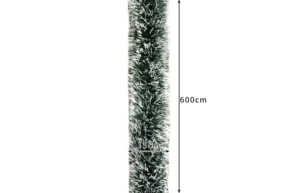 Hosszú karácsonyi lánc – fehér-zöld girland 6 méter