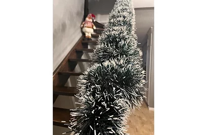 Hosszú karácsonyi lánc – fehér-zöld girland 6 méter