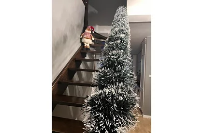 Hosszú karácsonyi lánc – fehér-zöld girland 6 méter