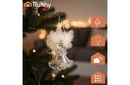 Üveges angyalok tollakkal – 6 darab