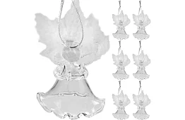 Üveges angyalok tollakkal – 6 darab