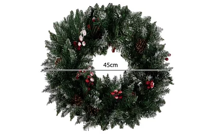 Dekoratív havas koszorú az ajtóra