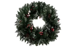 Dekoratív havas koszorú az ajtóra