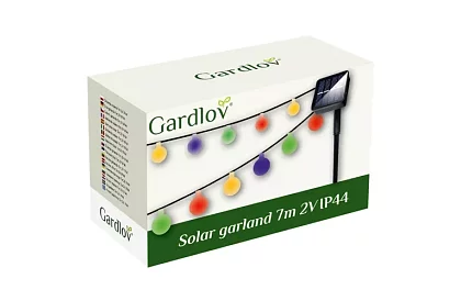 Dekoratív kültéri napenergiás lánc Balls – 7 méter, színes