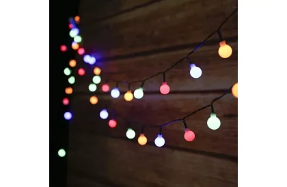 Dekoratív kültéri napenergiás lánc Balls – 7 méter, színes