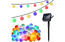 Dekoratív kültéri napenergiás lánc Balls – 7 méter, színes