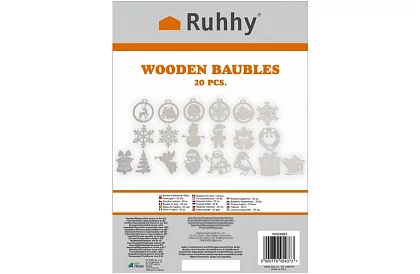 Fából készült fehér karácsonyi díszek 20 darab