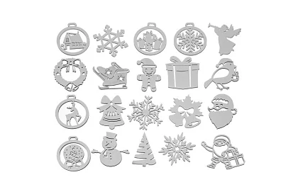 Fából készült fehér karácsonyi díszek 20 darab