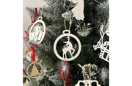 Fából készült fehér karácsonyi díszek 20 darab