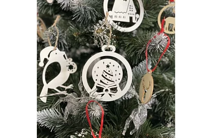 Fából készült fehér karácsonyi díszek 20 darab