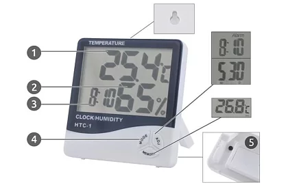 Digitális óra páratartalom- és hőmérsékletmérővel