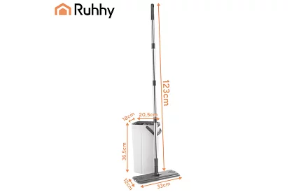 Gyakorlati lapos mop + 8,5 literes vödör – kétkamrás tartozékokkal