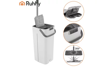 Gyakorlati lapos mop + 8,5 literes vödör – kétkamrás tartozékokkal