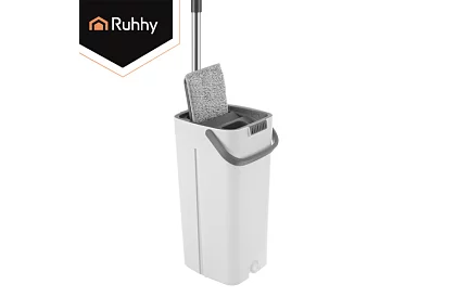 Gyakorlati lapos mop + 8,5 literes vödör – kétkamrás tartozékokkal