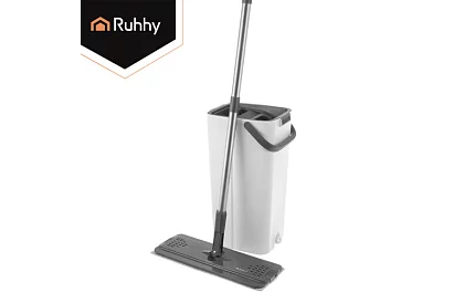 Gyakorlati lapos mop + 8,5 literes vödör – kétkamrás tartozékokkal