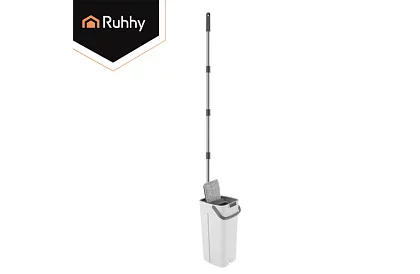 Gyakorlati lapos mop + 8,5 literes vödör – kétkamrás tartozékokkal