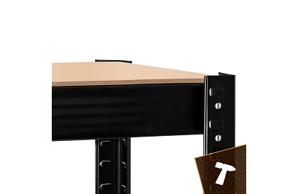 Raktározási fekete fém polc, 4 polc - 150x75x30 cm